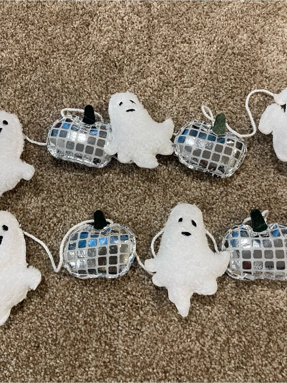 Holiday halloween White Ghost and Silver Pumpkin Garland new kohls